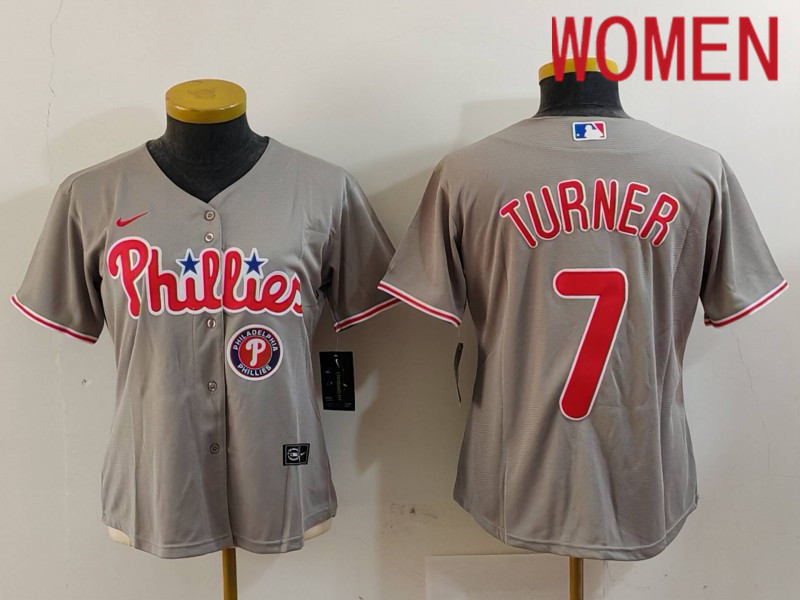 Women Philadelphia Phillies #7 Turner Grey Game Nike 2024 MLB Jersey style 9121